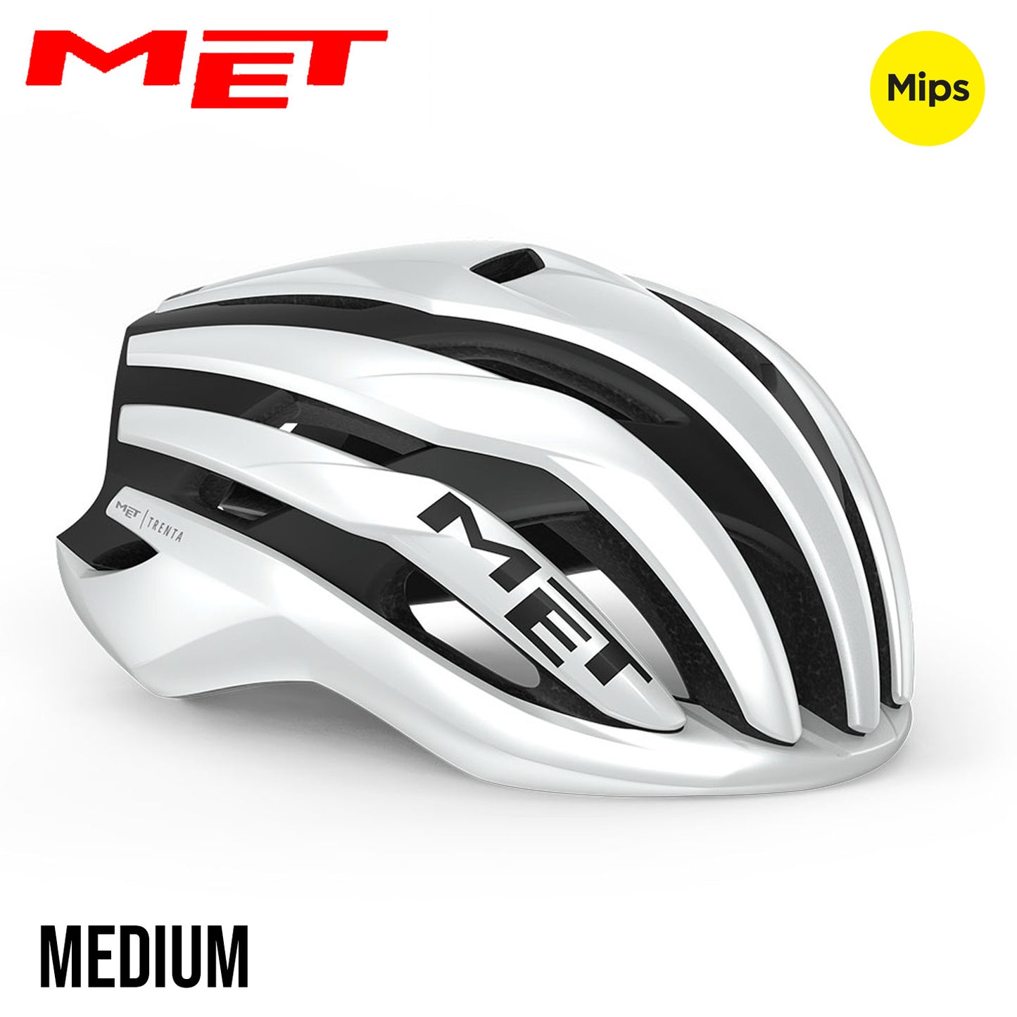 MET Trenta MIPS Road Bike Helmet - White Black | Matte Glossy