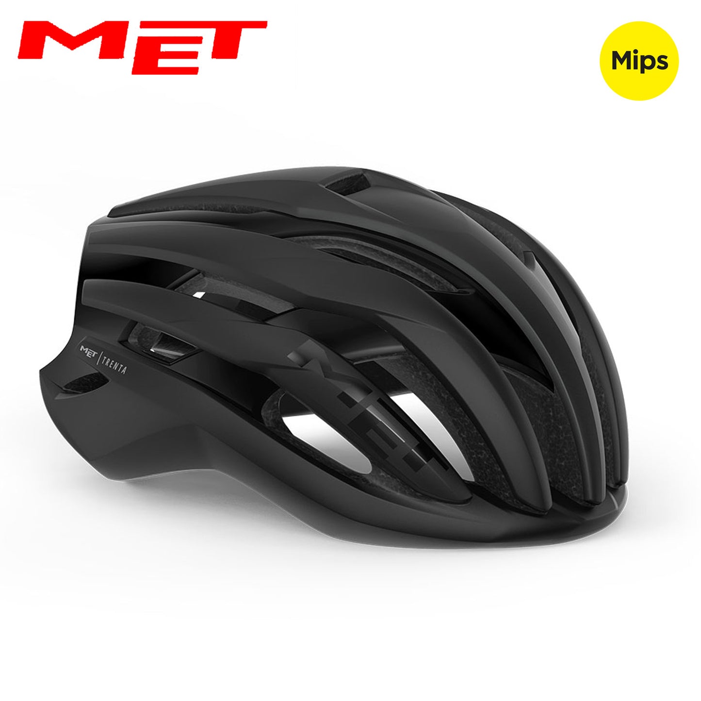 MET Trenta MIPS Road Bike Helmet - Black | Matte Glossy