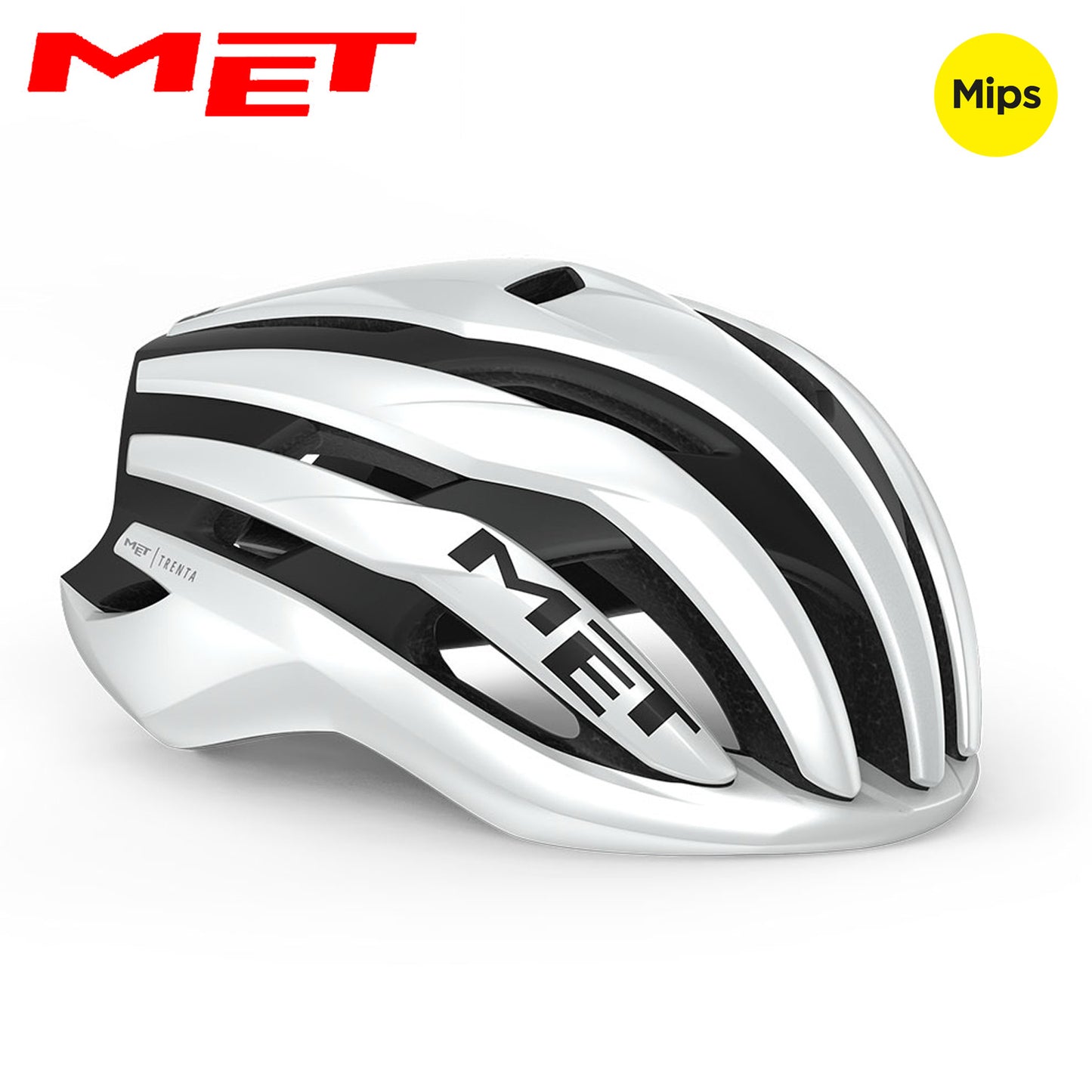 MET Trenta MIPS Road Bike Helmet - White Black | Matte Glossy