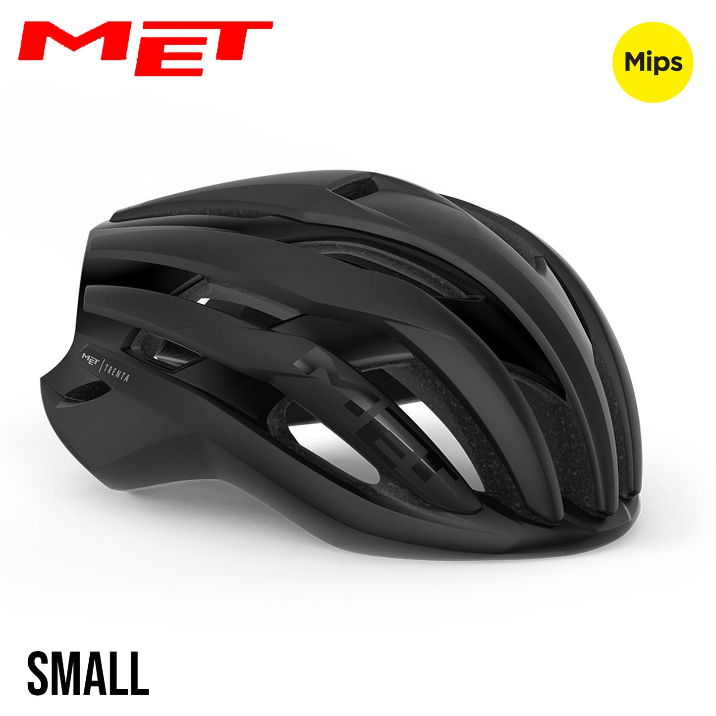 MET Trenta MIPS Road Bike Helmet - Black | Matte Glossy