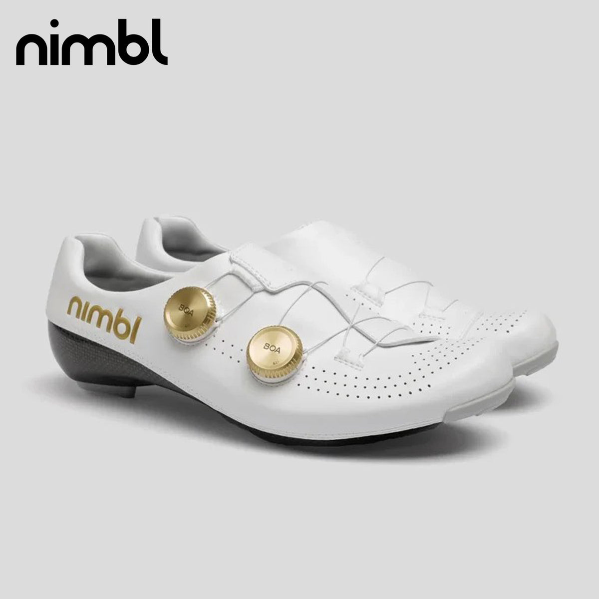 Nimbl Exceed Ultimate Glide Road Monocoque Carbon / BOA Li2 Cycling Shoes - White/Gold