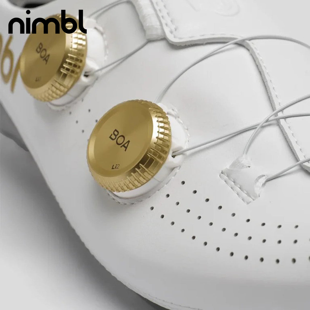 Nimbl Exceed Ultimate Glide Road Monocoque Carbon / BOA Li2 Cycling Shoes - White/Gold