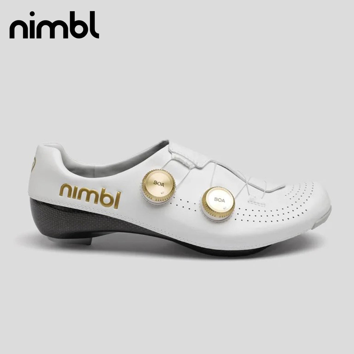Nimbl Exceed Ultimate Glide Road Monocoque Carbon / BOA Li2 Cycling Shoes - White/Gold