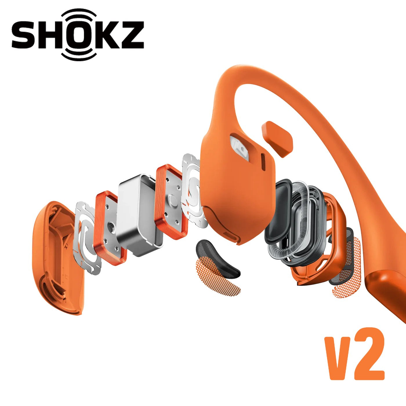 (NEW v2) SHOKZ OpenRun Pro 2 Premium Bone Conduction Open-Ear Sport Headphones - Orange