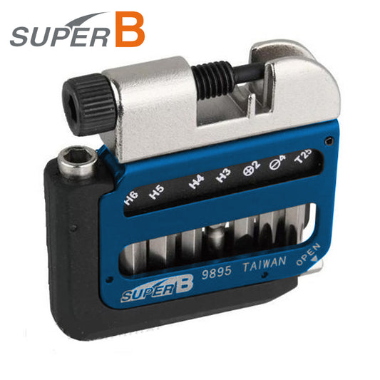 Super B SB9895 Pocket Multi Tool 8 in 1 with Chain Breaker (3, 4, 5, 6mm hex / Torx 25 / Screw) - Blue