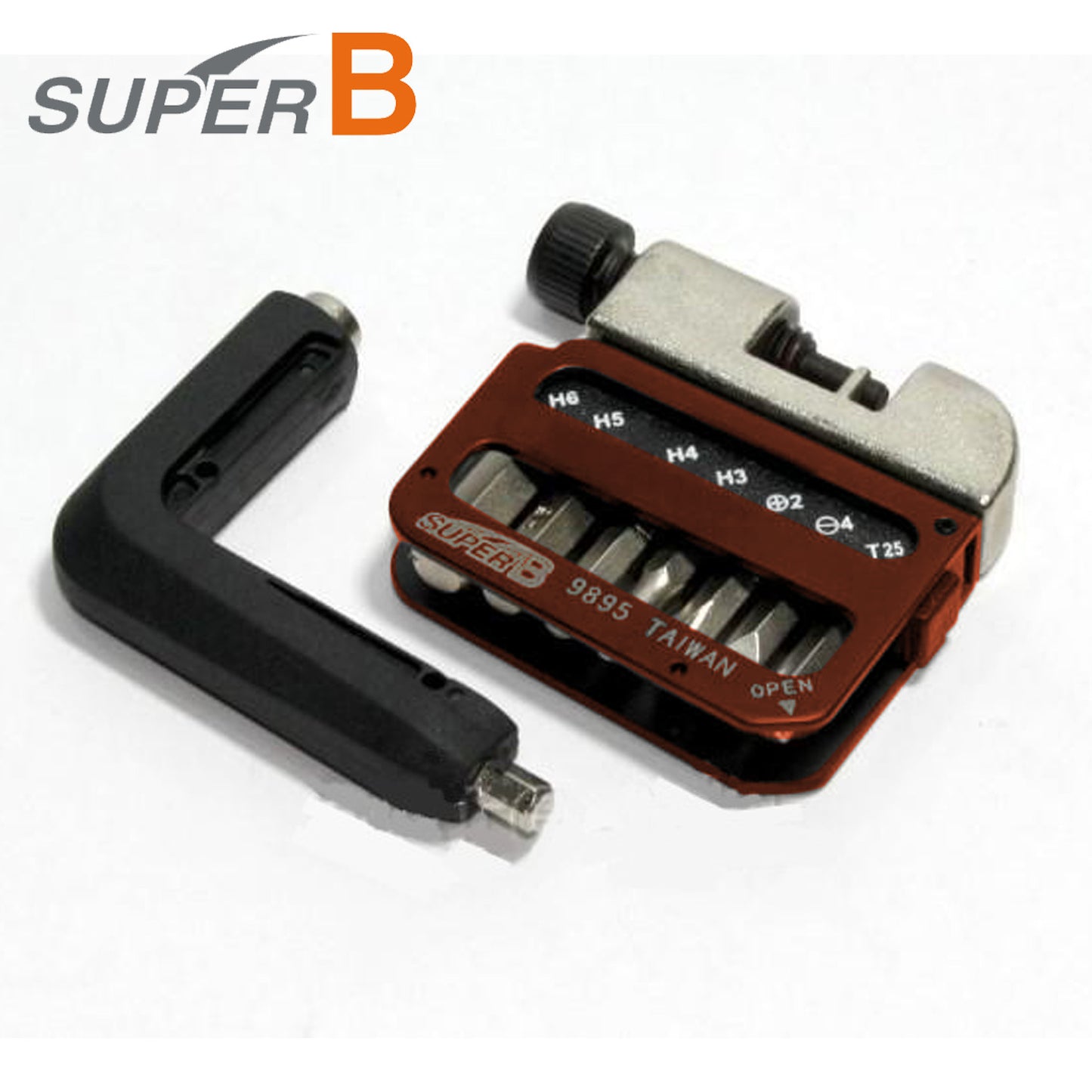 Super B SB9895 Pocket Multi Tool 8 in 1 with Chain Breaker (3, 4, 5, 6mm hex / Torx 25 / Screw) - Red