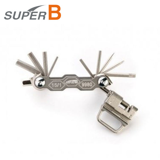 Super B SB9980 Pocket Multi Tool 15 in 1 (2, 2.5, 3, 4, 5, 6, 8mm hex / Screw)