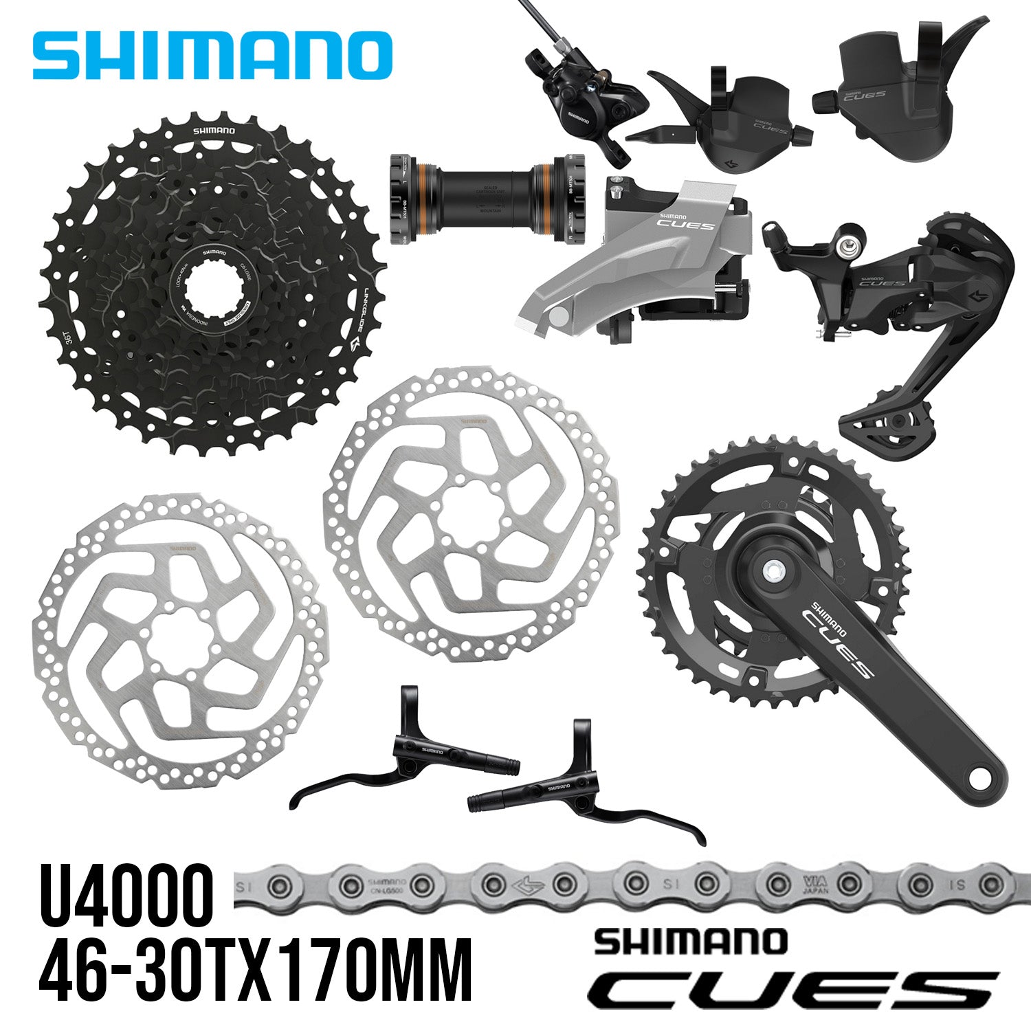 Gear Set Shimano Speed Groupset Shimano Cues U4000 2x9 9-Speed