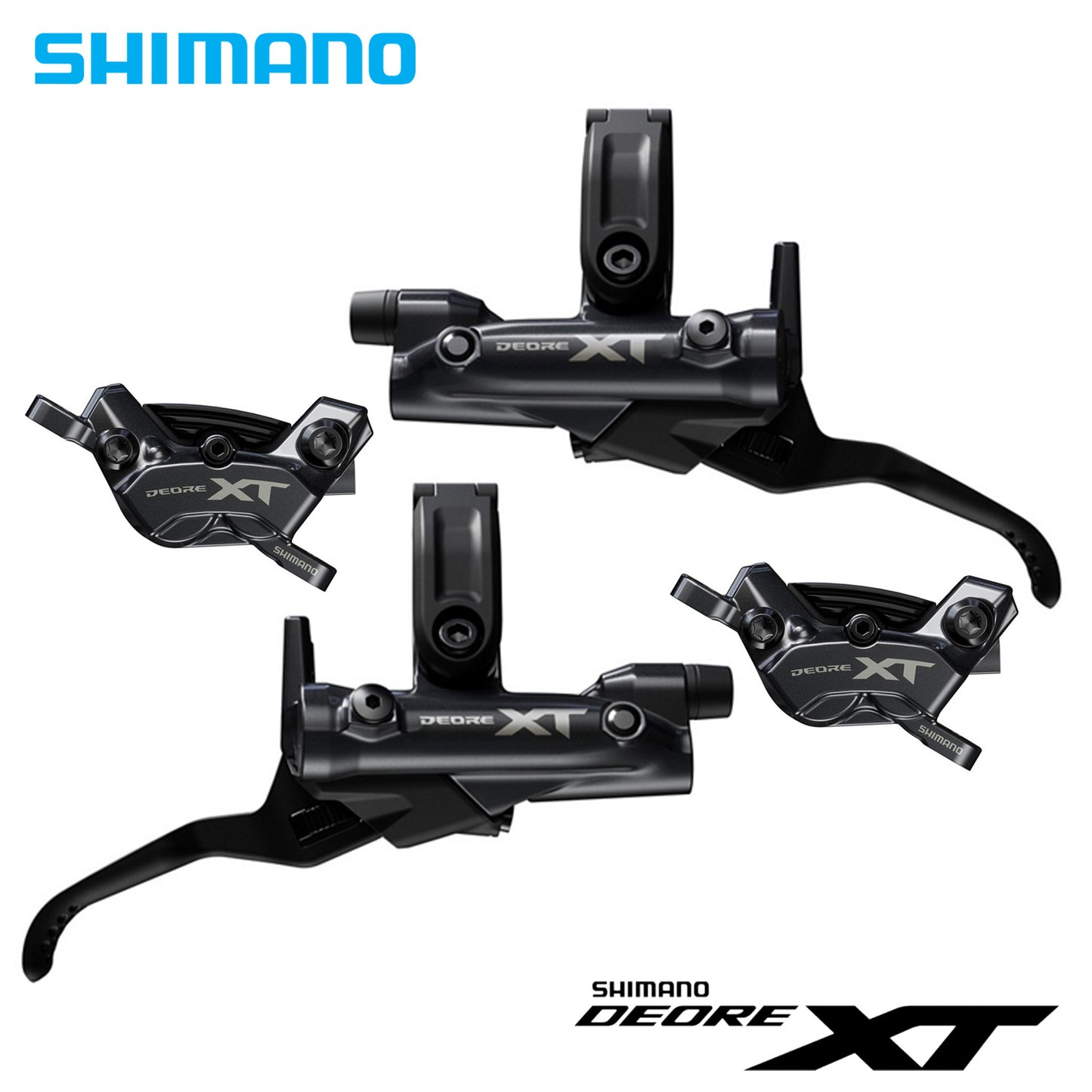 Shimano Deore XT BL-M8200-L/R Brake Lever, BR-M8220-F/R 4-Piston Brake Caliper Set