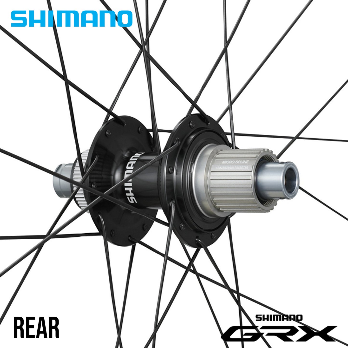 Shimano GRX WH-RX880-700C Gravel Microspline Carbon Tubeless Disc Wheelset Front and Rear 1394g