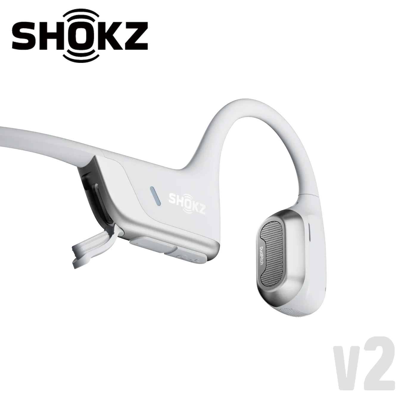 (NEW v2) SHOKZ OpenRun Pro 2 Premium Bone Conduction Open-Ear Sport Headphones - Silver