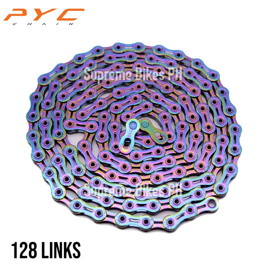 PYC SP1101 11-Speed Ultralight Hollow Chain 128 links - Oil Slick Rainbow