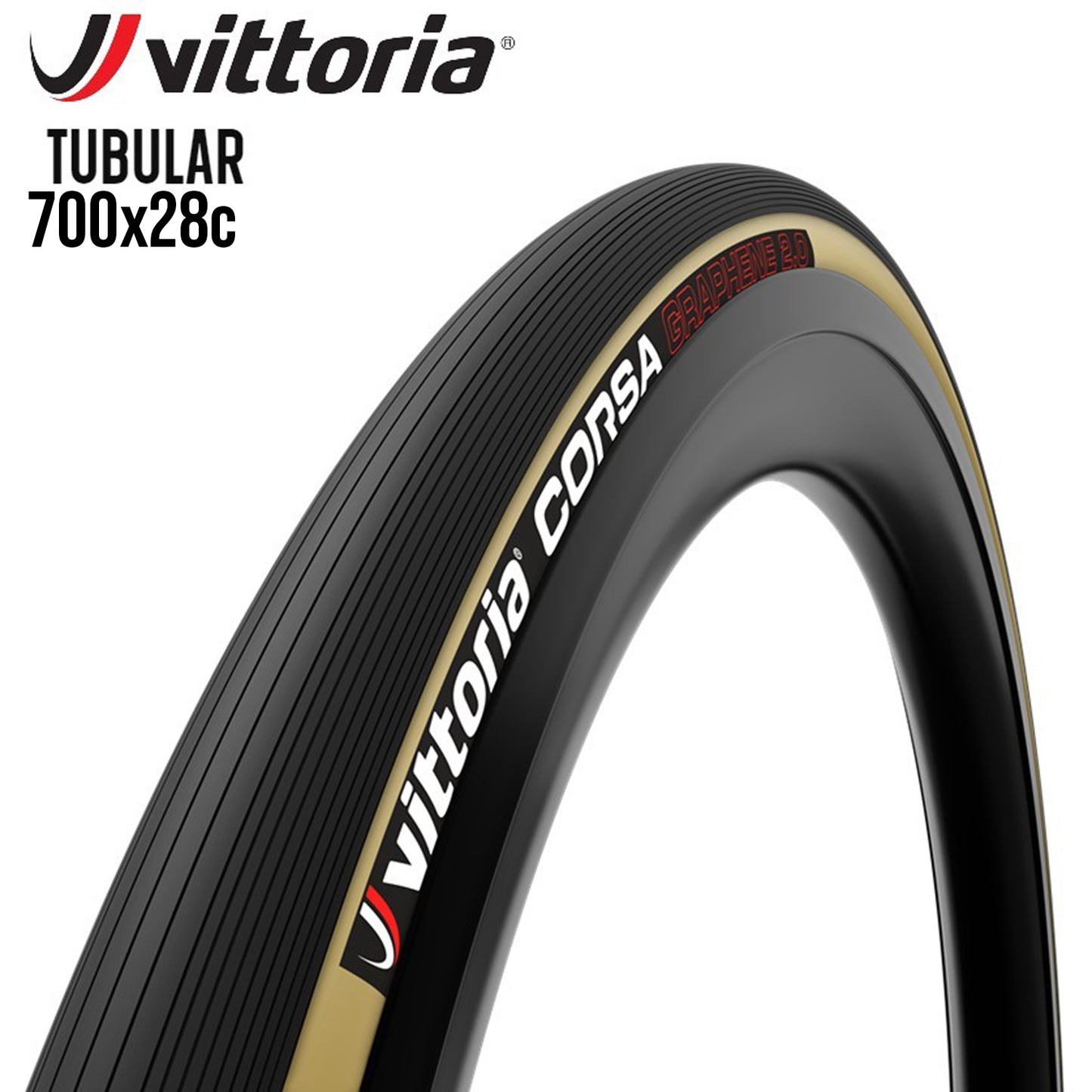 Vittoria Corsa Tubular Race Road Bike Tire Cotton & Graphene - Tan / Skin Wall