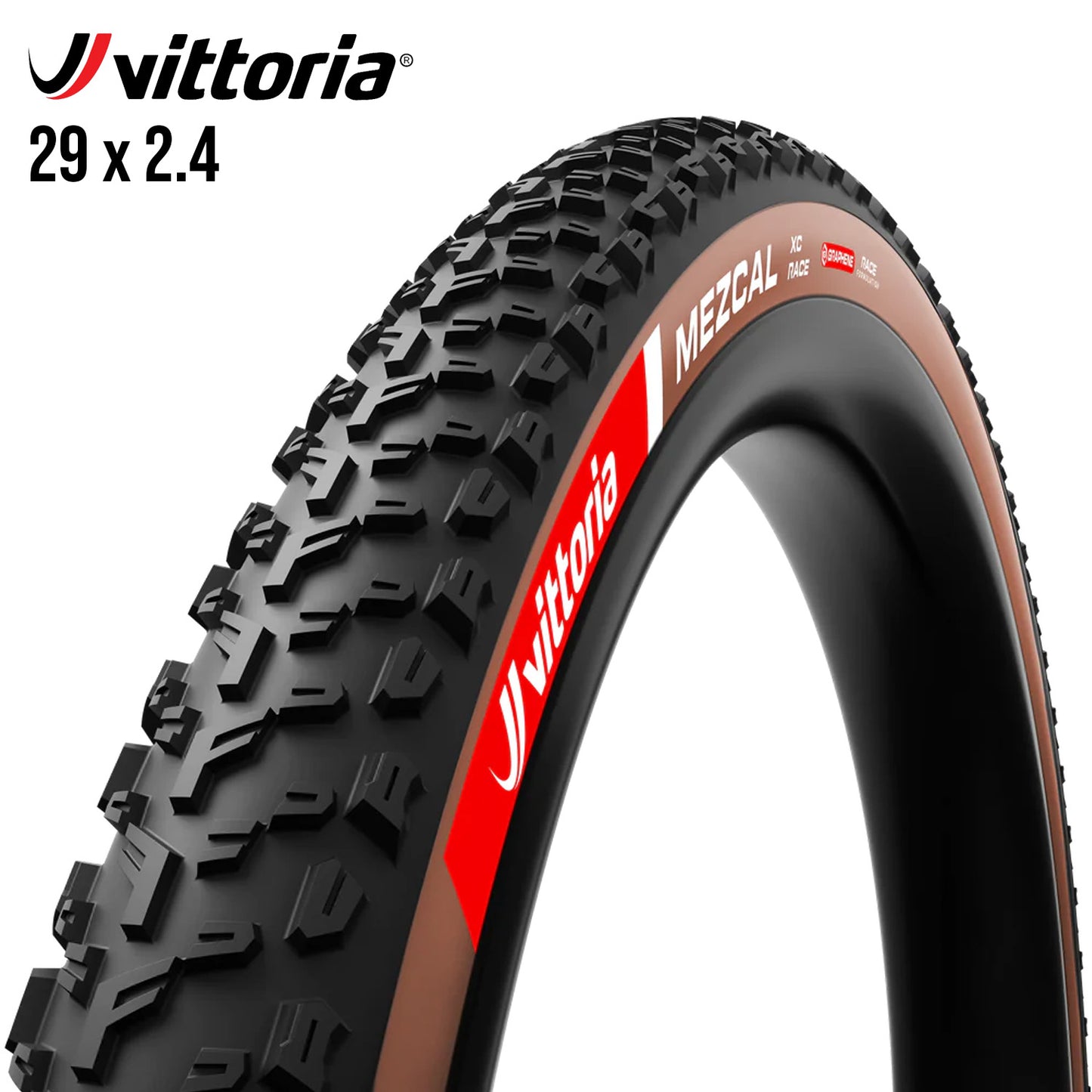 Vittoria Mezcal MTB XC Race Tubeless-Ready Tire Graphene + Silica 29er - Brown Wall