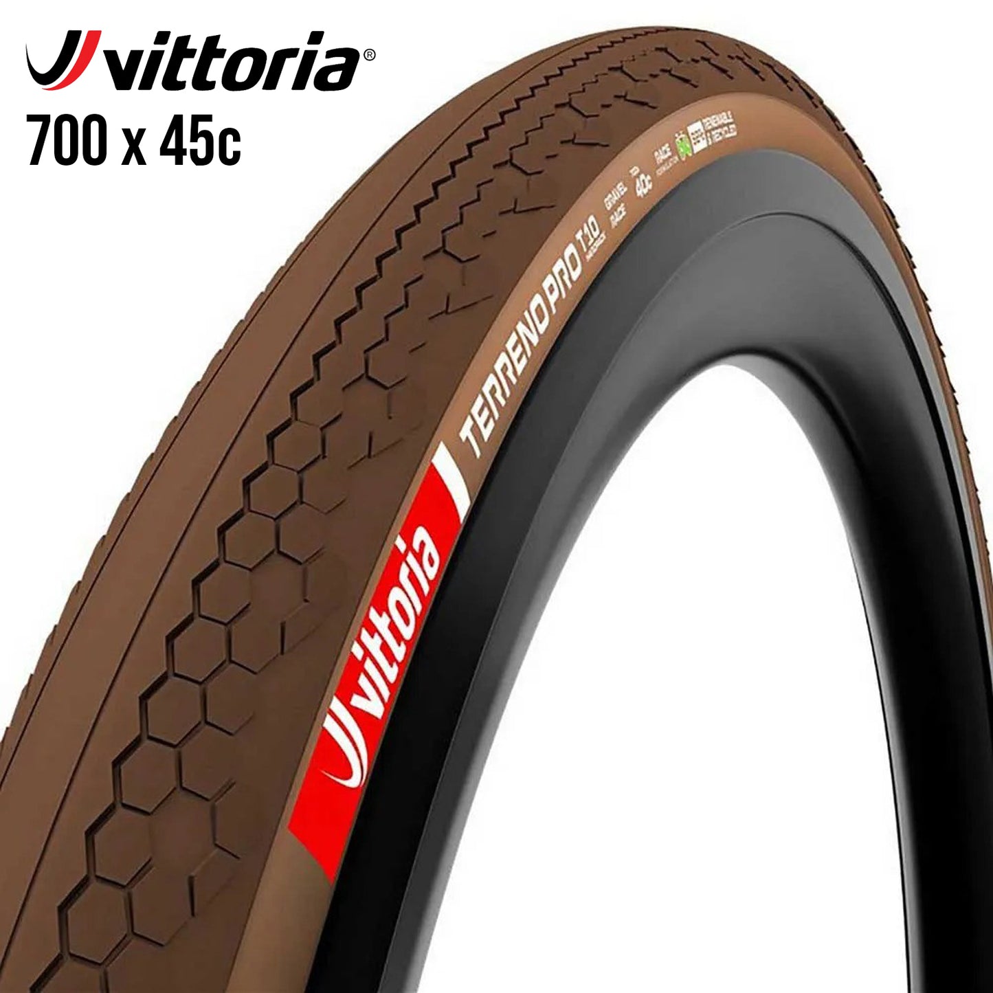 Vittoria Terreno Pro T10 Hardpack Gravel Race Tubeless-Ready Tire 700c - Natural Brown