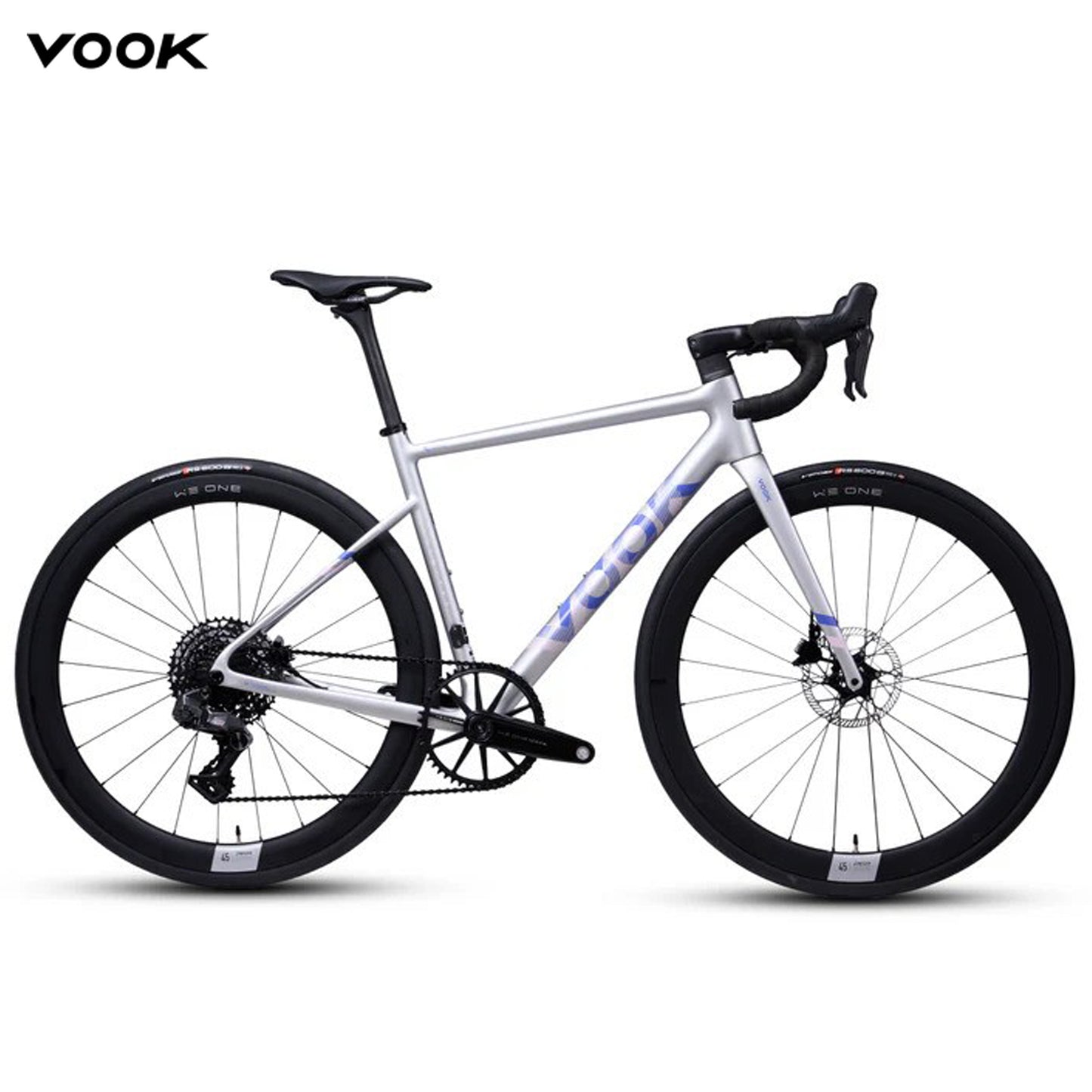 Vook V8e Road Lightweight Carbon Fiber Bike - Silver