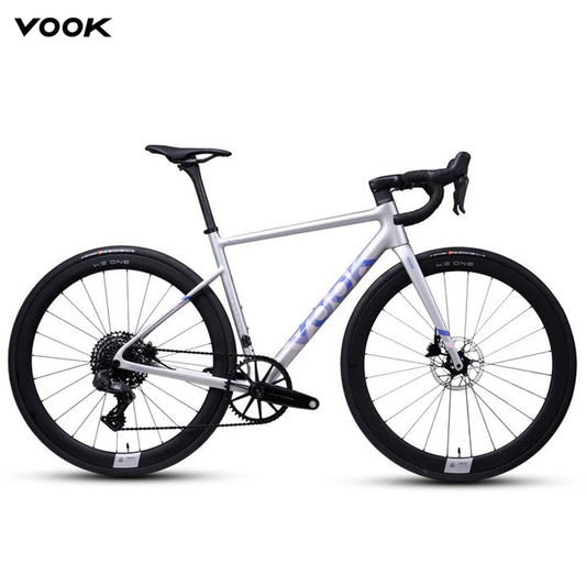 Vook V8e Road Lightweight Carbon Fiber Bike - Silver