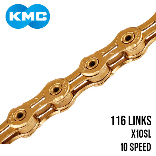 KMC X10SL Super Light 10-Speed Bike Chain 116 Links - Gold