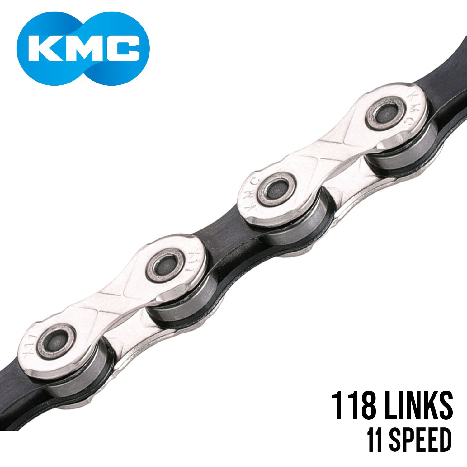 KMC X11 11 Speed Bike Chain 118 Links Silver Black