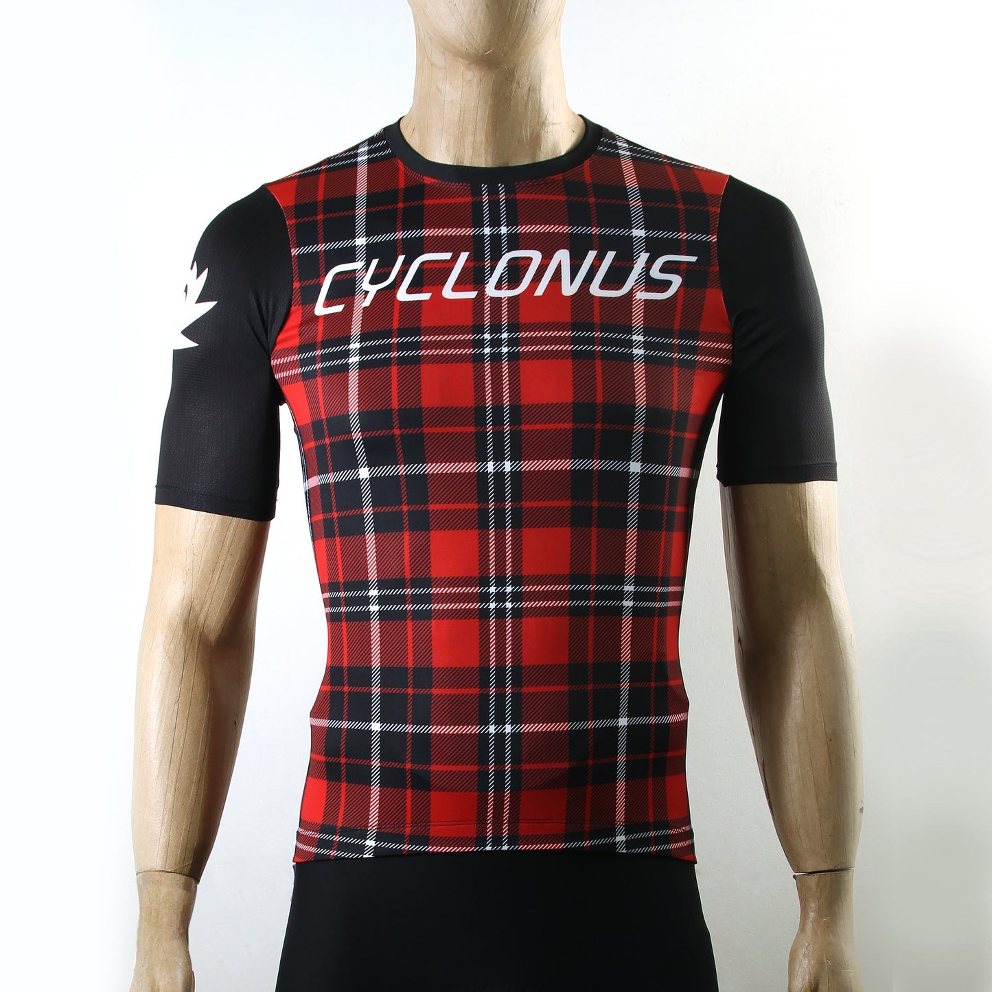 Cyclonus Popo No Zip Cycling Jersey - Red Plaid