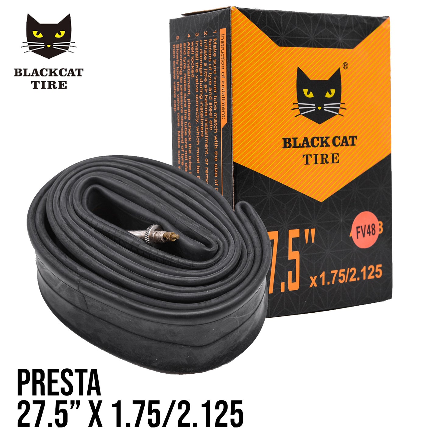 Black Cat Inner Tube 27x1.75-2.125 48mm Valve