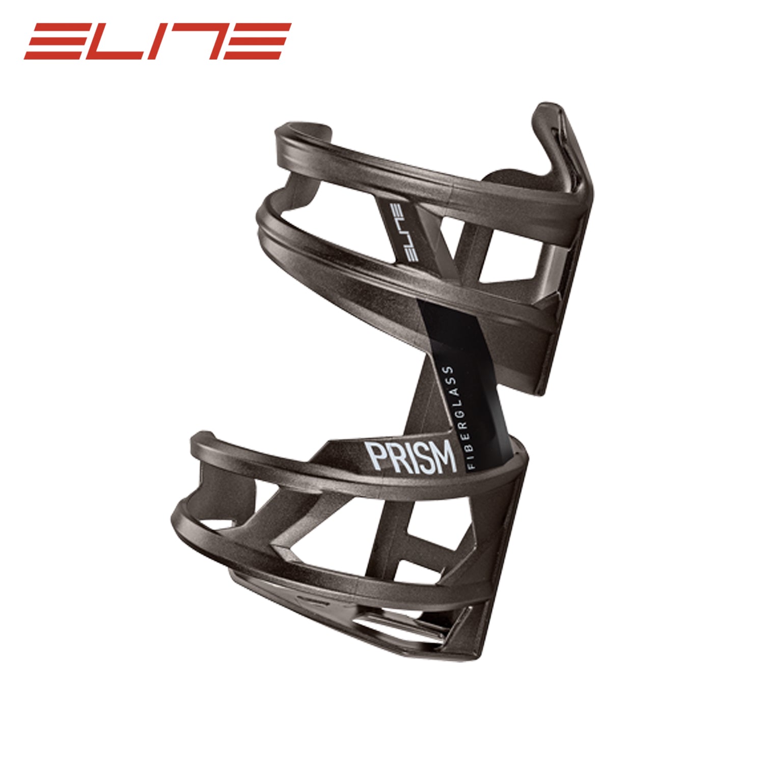 Elite Prism Bottle Cage Titanium Metal/Black Graphics
