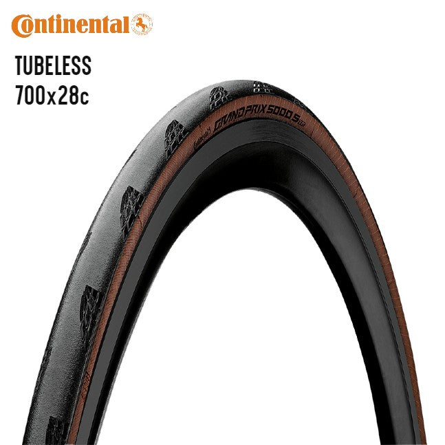 Continental Grand Prix 5000 GP5000 S TR Road Bike Tire Tubeless Ready Tan Wall