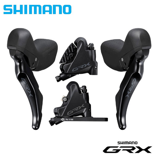 Shimano GRX ST-RX400/BR-RX400 Hydraulic Disc Brake and Brake/Shift Lever SET 2x10-Speed, Flat Mount, Finned Resin