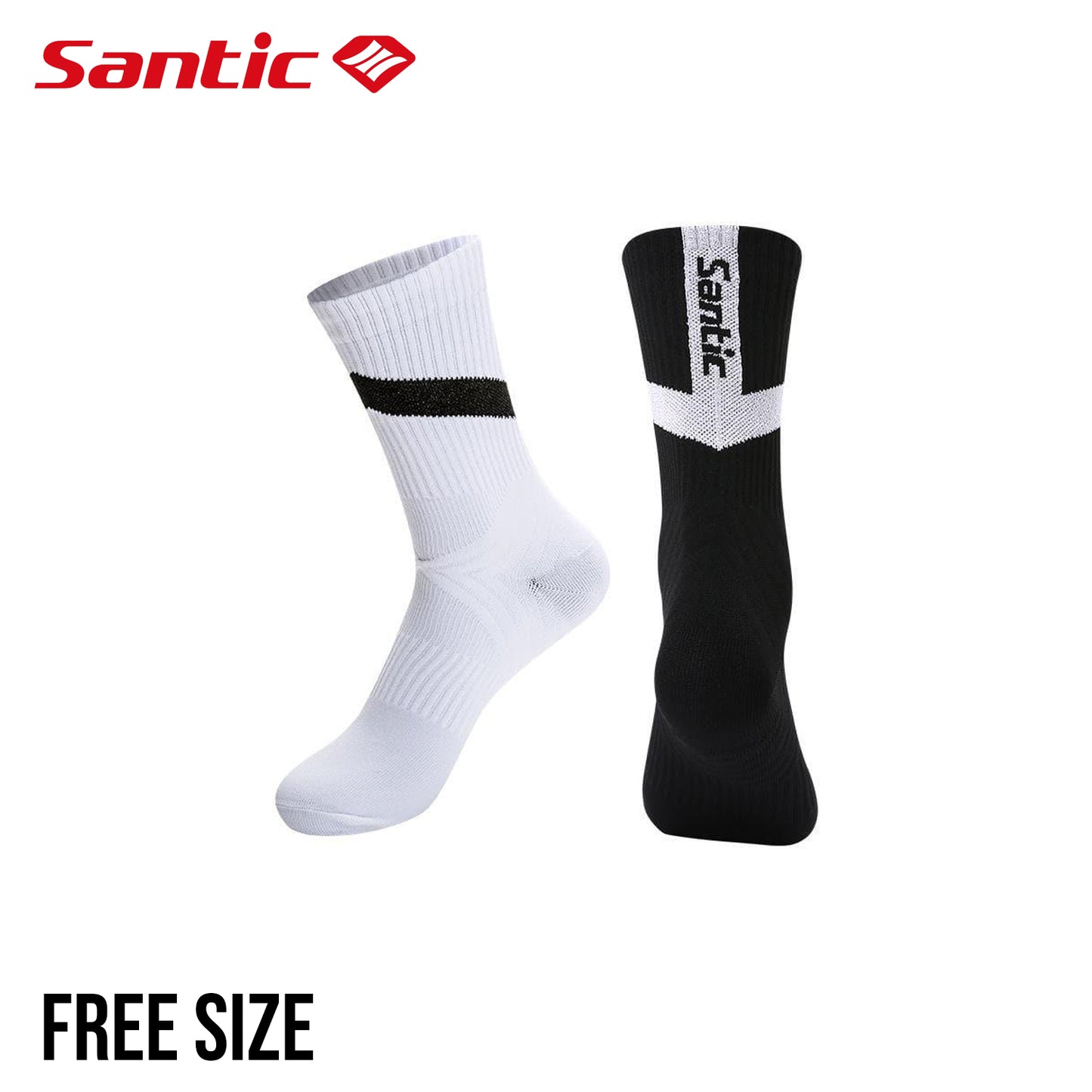 Santic LiangYi Reflective Cycling Socks - Black/White