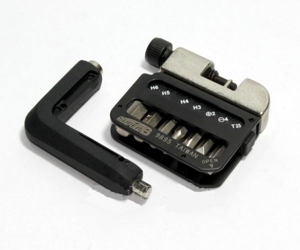 Super B SB9895 Pocket Multi Tool 8 in 1 with Chain Breaker (3, 4, 5, 6mm hex / Torx 25 / Screw)