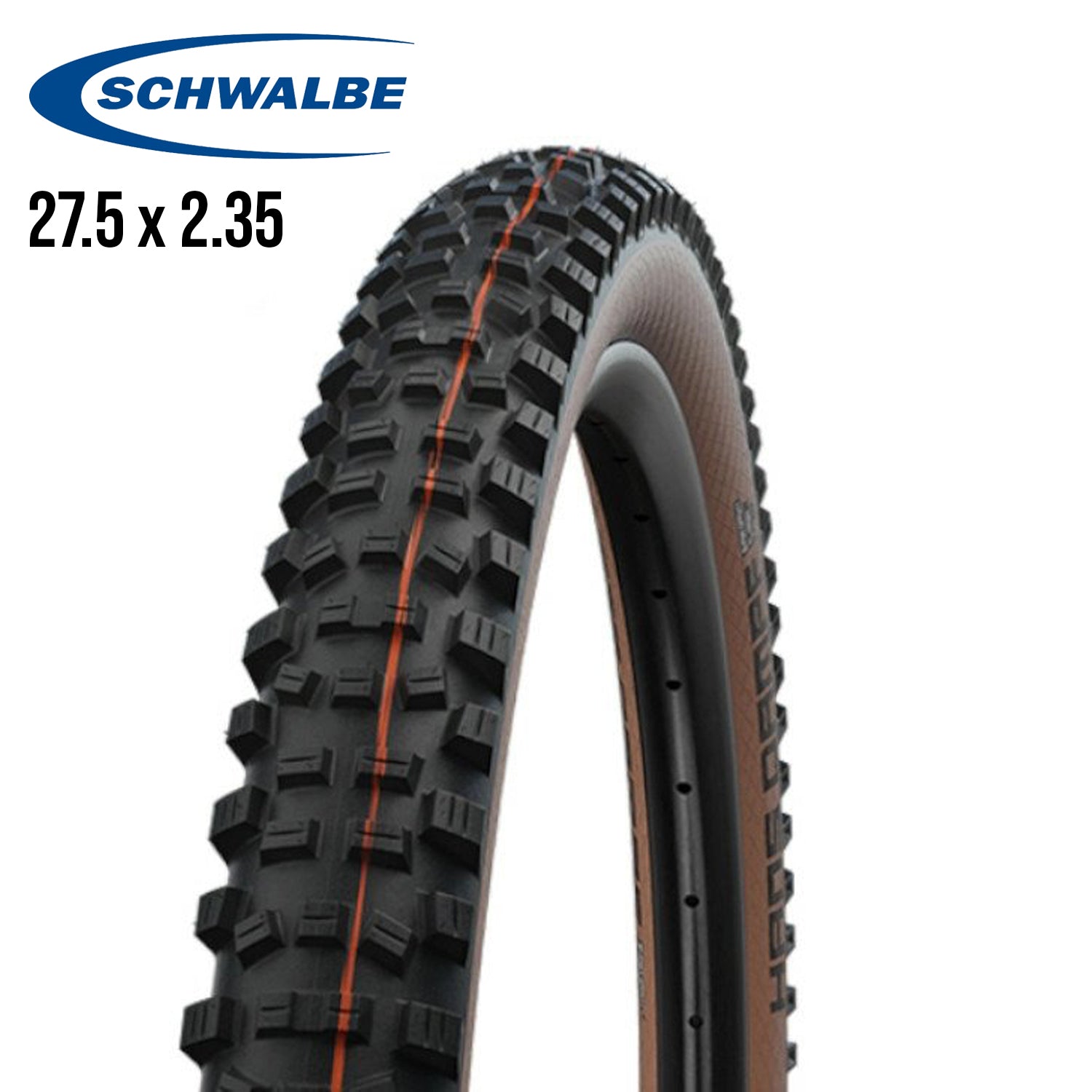 Schwalbe Hans Dampf Mountain Bike Tires ADDIX Tubeless Evolution  Black (Bronze Wall)