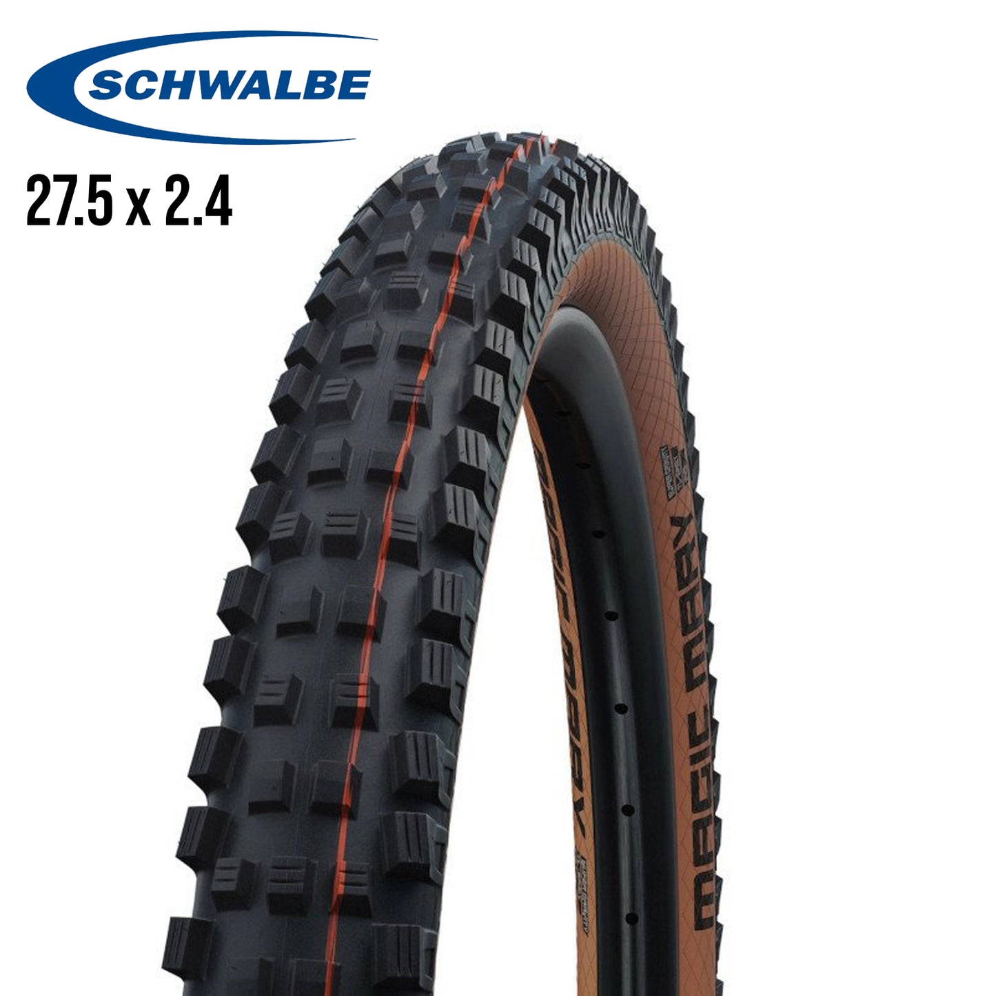 Schwalbe Magic Mary 27.5 Mountain Bike Tires ADDIX Tubeless Evolution - Black (Bronze Wall)