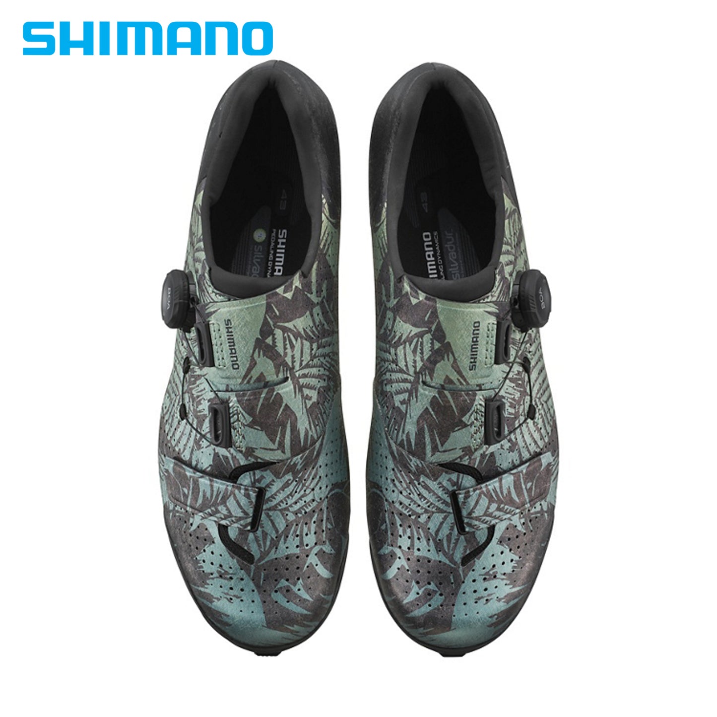 Shimano RX8 Gravel / MTB Carbon Composite Bike Shoes SPD BOA LI2 (SH-RX801) - Tropical Leaves