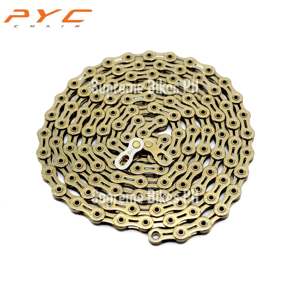 PYC SP1101 11-Speed Ultralight Hollow Chain 128 links - Gold