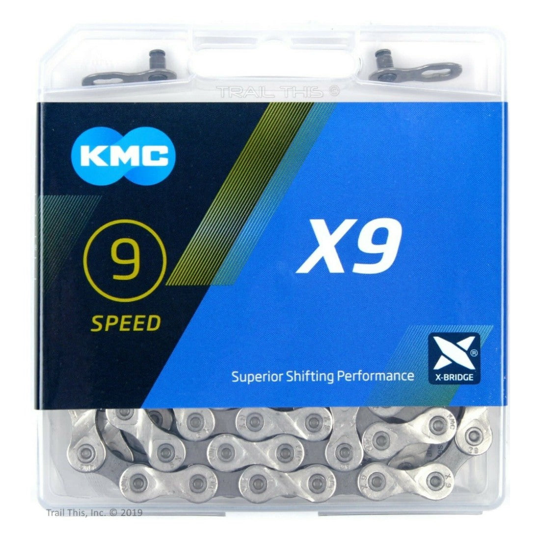 KMC X9 9-Speed Bike Chain 116 Links - Silver / Gray