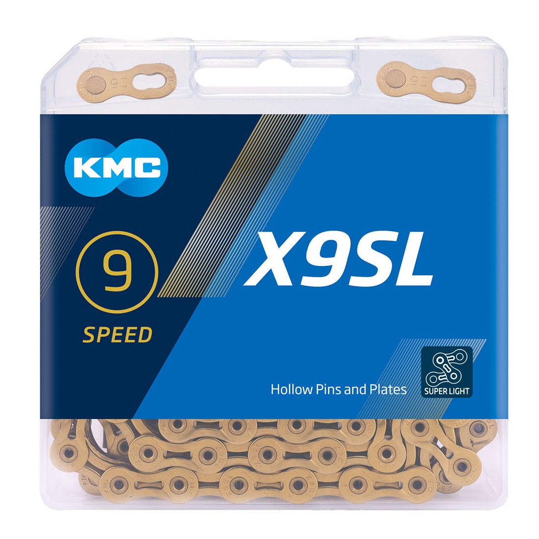 KMC X9SL Super Light 9-Speed Bike Chain 116 Links - Gold