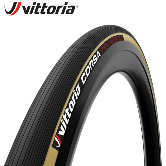 Vittoria Corsa Race Road Bike Tire Cotton & Graphene (Folding) - Tan / Skin Wall