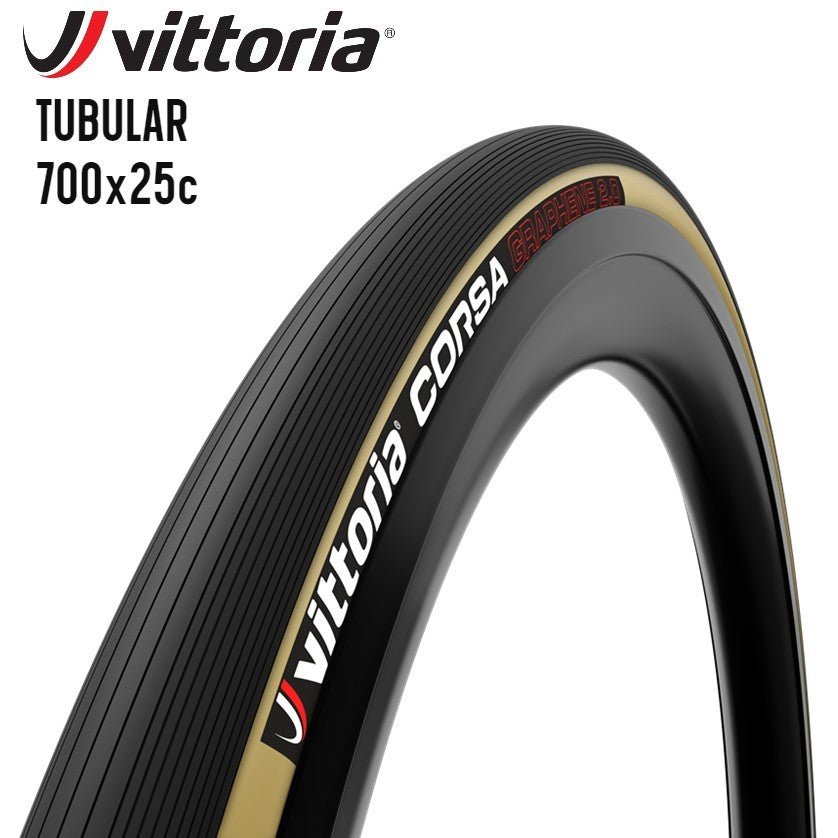 Vittoria Corsa Tubular Race Road Bike Tire Cotton & Graphene - Tan / Skin Wall