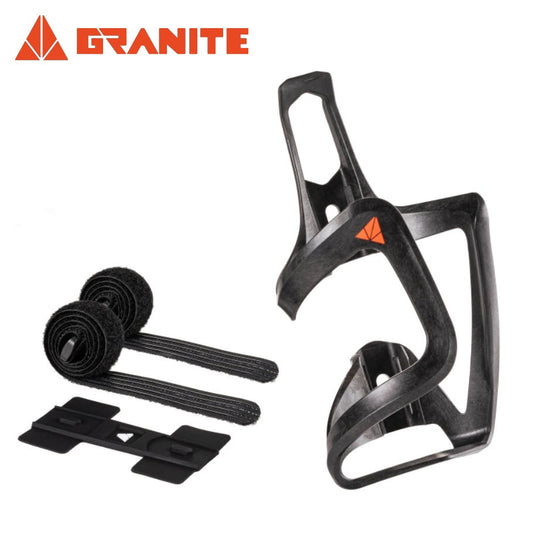 Granite Carbon Bottle Cage Sideload with Strap (mount anywhere, no bolt required!) Lightweight 23 grams