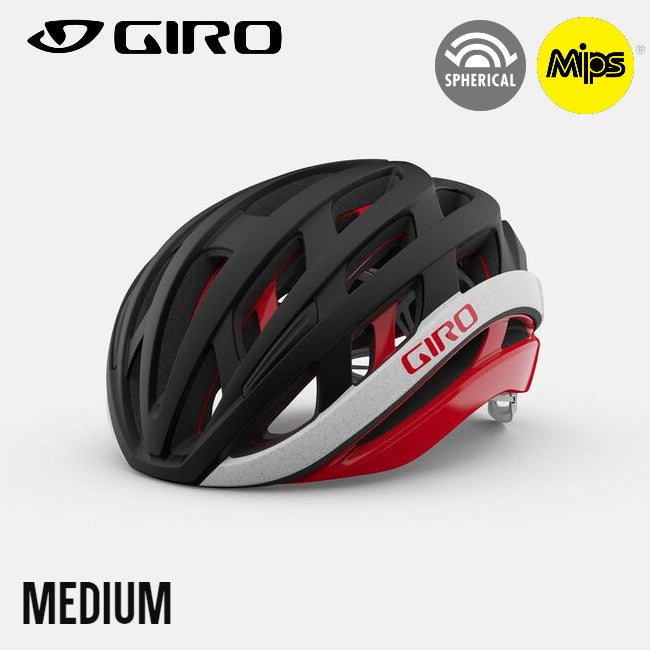 Giro HELIOS Spherical MIPS Road Bike Helmet - Black/White/Red