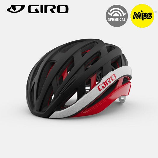 Giro HELIOS Spherical MIPS Road Bike Helmet - Black/White/Red