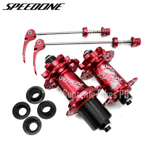 Speedone Soldier Hub Set QR / Thru Axle Non-Boost 32H 6-Bolt - Red