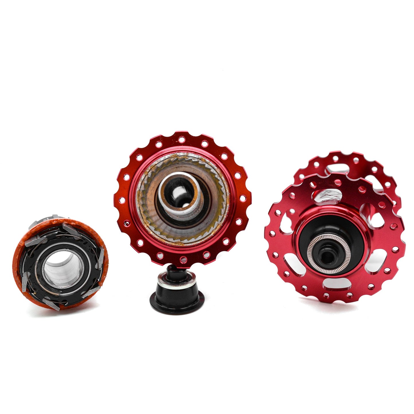 Speedone Soldier Hub Set QR / Thru Axle Non-Boost 32H 6-Bolt - Red