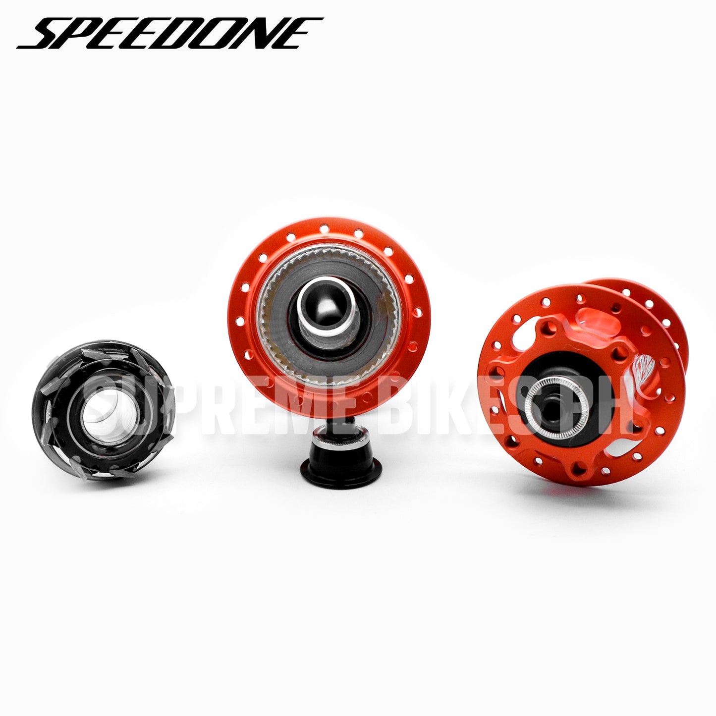 Speedone Torpedo 8 Pawls Hub Set QR / Thru Axle Non-Boost 32H 6-Bolt - Orange