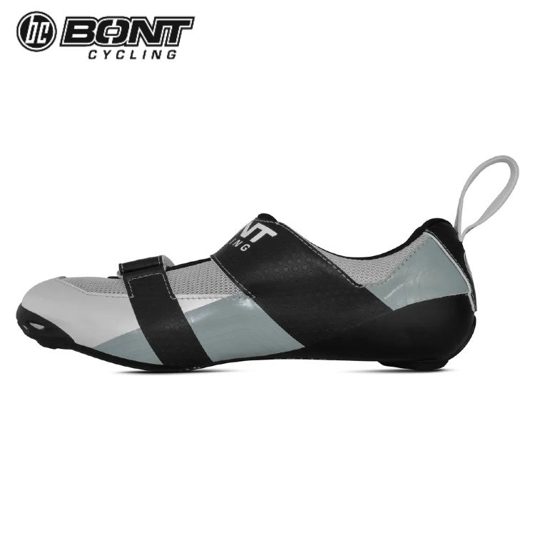 Bont Riot TR+ Carbon Composite Triathlon Road Cycling Shoes - Pearl White / Blue