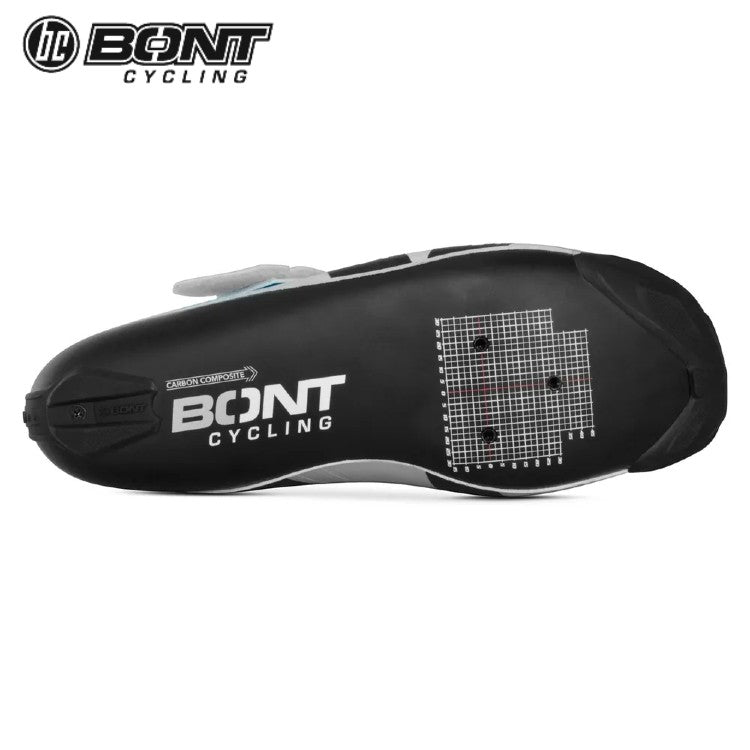 Bont Riot TR+ Carbon Composite Triathlon Road Cycling Shoes - Pearl White / Blue