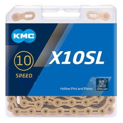KMC X10SL Super Light 10-Speed Bike Chain 116 Links - Gold